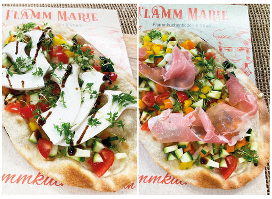 Mit Ratatouille & Kräuterseitlingen oder Parmaschinken