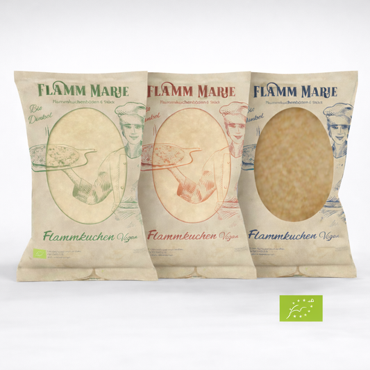 Flammkuchen Bundle à 3 Pakete Flammkuchenböden - Bio Weizen, Bio Dinkel, Bio Dinkelvollkorn