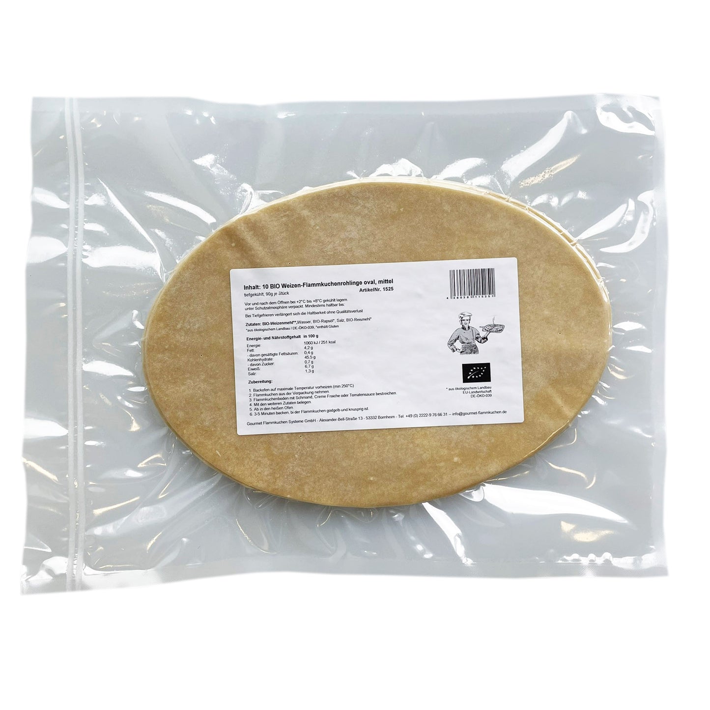 30 Stk. Flammkuchen Bio Weizen á 90g (3 x 10Stk.)